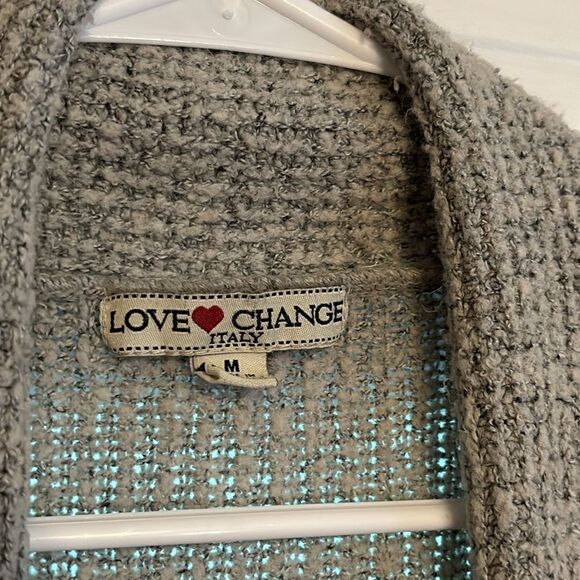 Love Change Italy Women’s Long Soft Gray Fuzzy Cardigan Sweater Size M - Picture 3 of 6